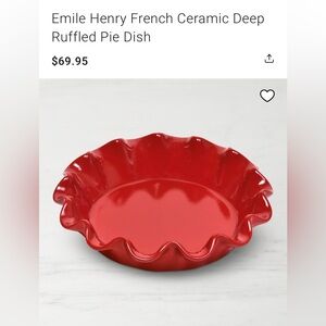 Emile Henry French Red Ceramic Pie Dish